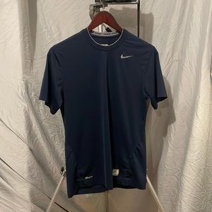 Navy Blue and Gray Nike Pro Fitted Workout Shirt